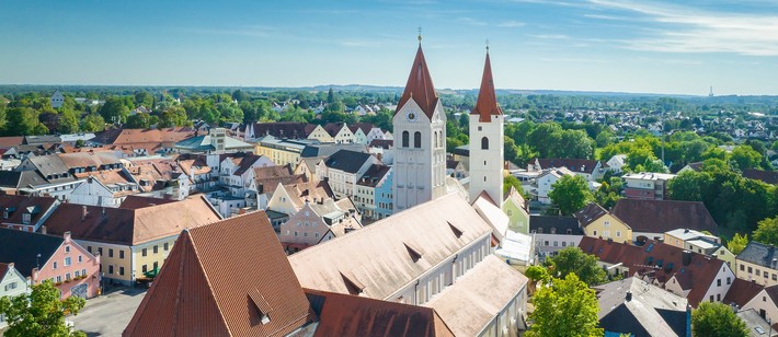 Panoramablick über die Stadt Moosburg a. d. Isar